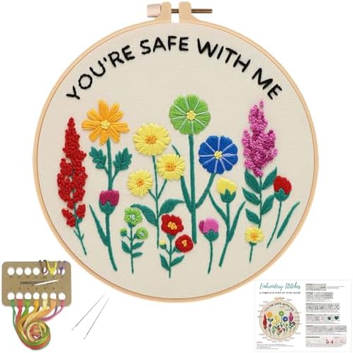 Louise Maelys Embroidery Kit for Beginners, Wildflower Quote DIY Decor by LouiseMaelys