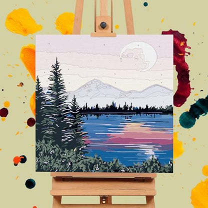 Offito Framed Paint by Numbers Kit for Adults Beginners, Moon Lake Mountain - Image 4