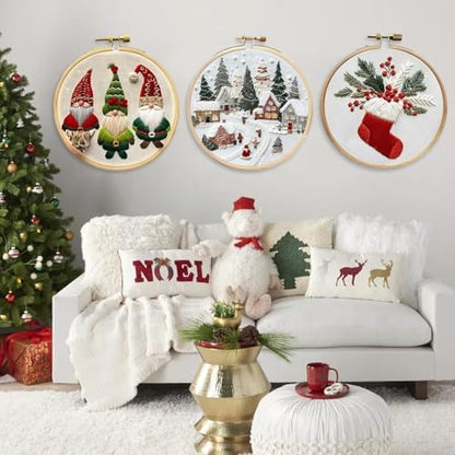 RUIQLXHANG Christmas Embroidery Kit, Christmas Gnomes Embroidery Kits for Beginners with Pattern, Cotton Threads, Needles, Instruction, 20cm Hoop, Gift for Mom, Grandma (Scepter Candy) - Image 6