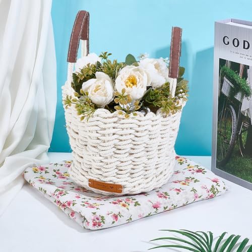 FREEBLOSS Macrame Basket Kit DIY Macrame Kit for Beginners with Instruction White Cotton Cord Basket Weaving Craft Supplies for Holiday Activities Desktop Storage - Image 5