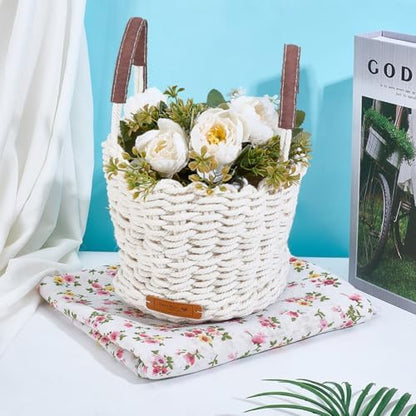 FREEBLOSS Macrame Basket Kit DIY Macrame Kit for Beginners with Instruction White Cotton Cord Basket Weaving Craft Supplies for Holiday Activities Desktop Storage - Image 5