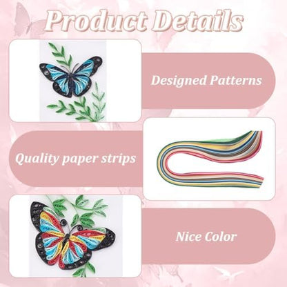 WEBEEDY 20 Sets DIY Butterfly Quilling Greeting Card Kit Paper Quilling Kit for Adults Beginners 5 Styles Butterfly Animal Greeting Card Making Kit with Instruction Birthday Thanksgiving Gift - Image 3