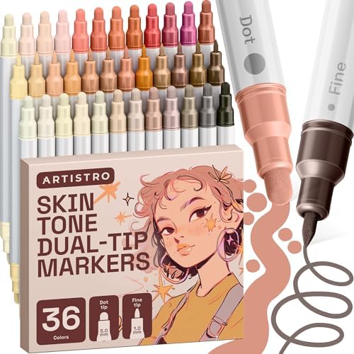 ARTISTRO Skin Tones Dual-Tip Acrylic Paint Marker Pens - Set of 36 by ARTISTRO