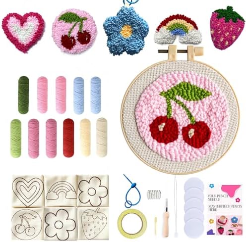WENTING Punch Needle Kit for Beginners, 5 Coaster and Bag Charm Projects by WENTING