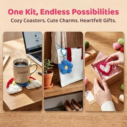 WENTING Punch Needle Kit for Beginners, 5 Coaster and Bag Charm Projects - Image 6
