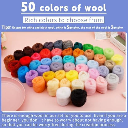 IMZAY 50 Colors Needle Felting Wool 5.4 Oz Wool Roving Yarn for Beginners - Image 2