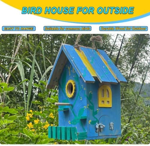 Wooden Bird Houses Kit for Kids and Adults, DIY Craft for Adults with Paint Set, Art Craft Outdoor Birdhouse, Hanging Birdhouse for Garden Yard Decor (1 Pack) - Image 6