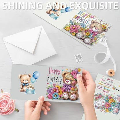 Diamond Art Painting Birthday Cards 12 Pack Cute Animal DIY Craft - Image 7