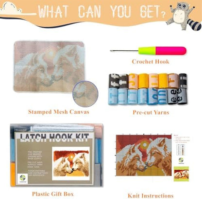 White Wolves at Sunset Latch Hook Kits for Adults Beginners, 20“ X 15" - Image 3