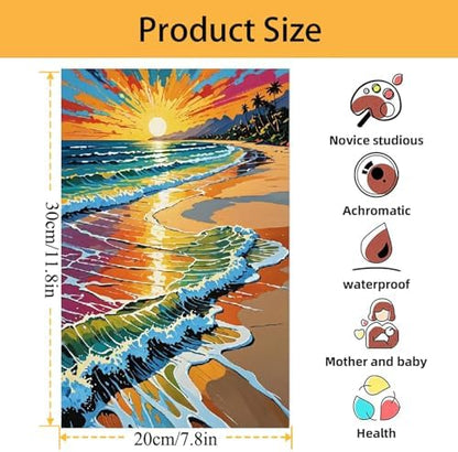 Mowana Paint by Numbers Kit for Adults Beginners, Sea Tide Beach Adult Paint by Number Framed Canvas with Easel, DIY Arcylic Adult Oil Painting by Number Kits 8x12inch - Image 5