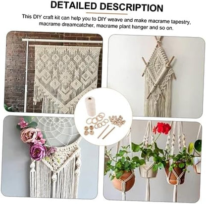 MAGICLULU DIY Macrame Kit for Adults Cotton Cord Tapestry Supplies Wood Beads and Round Rings Creative Wall Hanging Craft for Beginners for Home Decor - Image 7