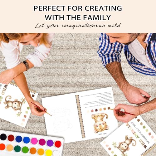 Wild Animals Watercolor Workbook, Water Coloring Book, 12 Patterns, 18 Colors Watercolor Paint Set, Easy Watercolor Kit for Beginners, Fun Family Art Activity, Gift for Adults Teen - Image 6