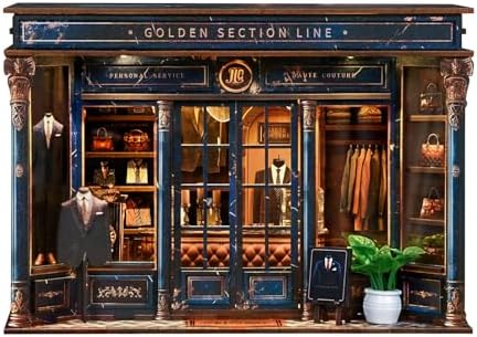 Book Nook Kit for Adults, Teens and Beginners, DIY Miniature Gentleman’s Clothing Store Bookend with LED Light, Wooden 3D Puzzle Bookshelf Decor, Creative Gift – Golden Section Line by GPKWOS