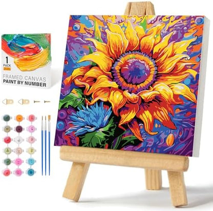 Offito Framed Paint by Numbers Kit for Adults Beginners, Sunflower by Offito