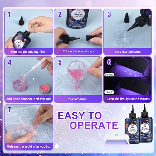 KISREL UV Resin Kit with Light, 400g Hard Type Clear UV Resin and UV Light - Image 5