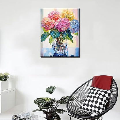 Tucocoo Hydrangea in Glass Vase Window Landscape Paint by Numbers for Adults Beautiful Flower DIY Paint by Numbers Acrylic Paint Canvas Colorful Flowers Painting Kits Art 16x20 Inch（Without Frame） - Image 3