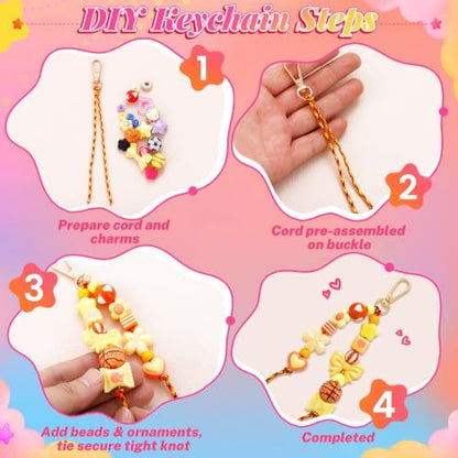 Wurosi 55 Pcs Paracord for Keychain Making, Beadable Keychain Making Kit - Image 4