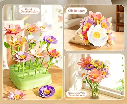 JIYAKO Flower Bouquet Building Kit, 185 PCS DIY Flower Craft Kit for Kids, Build Your Own Flower Bouquet Toy, Flower Art Craft & Flower Making Kit for Creative Projects - Image 6
