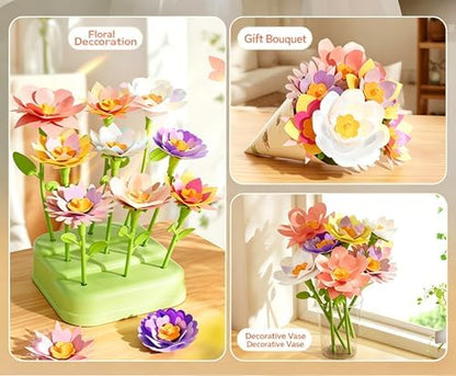 JIYAKO Flower Bouquet Building Kit, 185 PCS DIY Flower Craft Kit for Kids, Build Your Own Flower Bouquet Toy, Flower Art Craft & Flower Making Kit for Creative Projects - Image 6