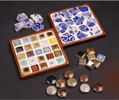 1.1 LB Porcelain Ceramic Mosaic Tiles,Broken Irregular Mosaic Tiles for DIY Craft Floor,Kitchen,Pool, Flower Pots Mosaic Making Supplies (Porcelain 04)