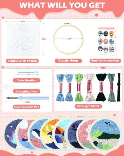 FIVEIZERO Yarn Punch Needle Craft Kit for Beginners,Mountain View Pattern - Image 2