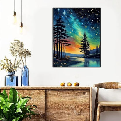 Starry Sky Paint by Numbers for Adults with Framed Canvas - Wooden Easel - Image 7
