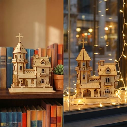 3D Wooden Puzzle Kit, DIY Architectural Wooden Building Model, Mechanical Castle House Model, Creative Craft Decoration for Home, for Adults and Teens - Image 2