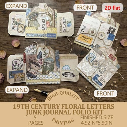 XINPOCUT Birthday Card/Gift Card Holder Mini Project,Folio Booklet Craft Kit, Junk Journal Kit, Scrapbooking Supplies, Journaling Decor, Mini Folio Writer Folder Project, Arts & Crafts Gifts - Image 2