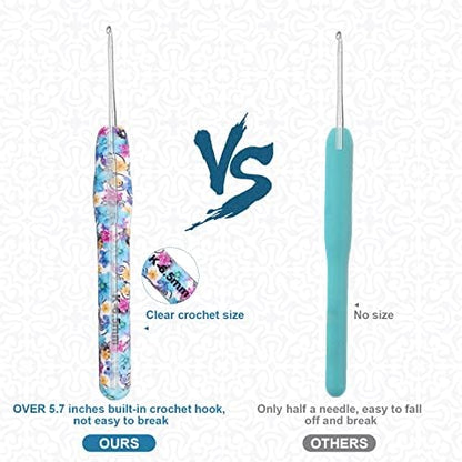 BCMRUN Crochet Hooks Set,14 Size 2.25mm(B)-10mm(N) Extra Long Crochet Needles Ergonomic Handle Smooth Hooks Knitting Needles Kit, DIY Knit Needles Weave Yarn Set, Christmas Crochet Gift (Blue) - Image 5
