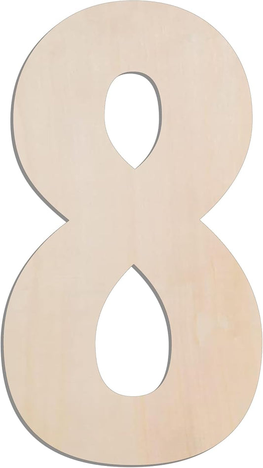 MGTECH 17 Inch Large Wooden Number 8, 1/4 in Thick Big Wood Number for Crafts and Wall Decor