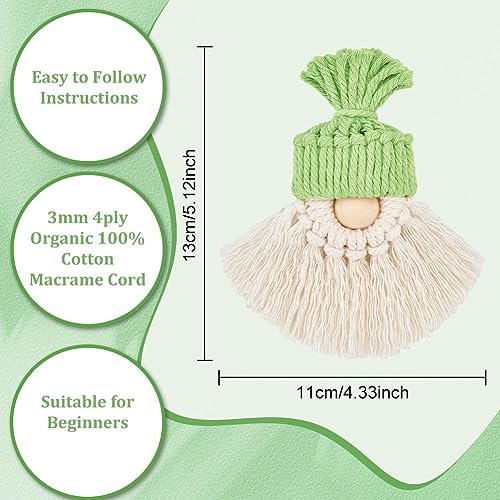 FREEBLOSS 6 Set DIY Macrame Gnomes with Instruction Spring Santa Claus Design Macrame Kit for Beginners Macrame Santa Claus for Christmas Tree Decor Christmas Tree Ornaments - Image 3