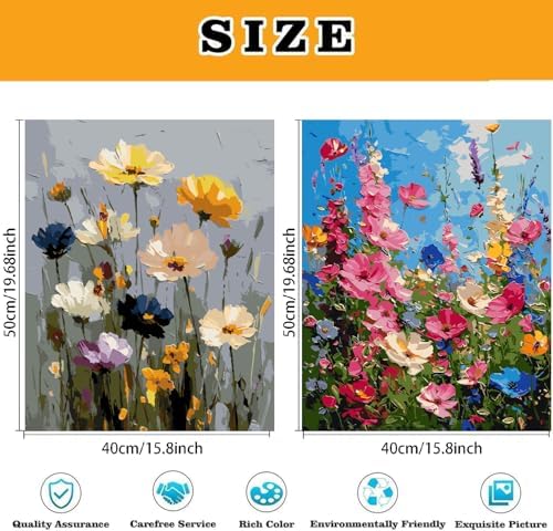 2 Pack Flowers Paint by Numbers Kit for Adults Beginner (Without Frame) - Image 5