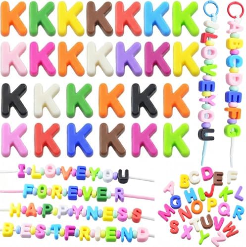Large Letter Beads 26 Pcs 20mm 3D Paracord Beads Acrylic Colorful Bubble Big Alphabet Bead 6mm Large Hole Chunky Letter Bead for Keychains Purse Bag Charm Kit Backpack (26, Large Letter Beads K) by KJMLDIY