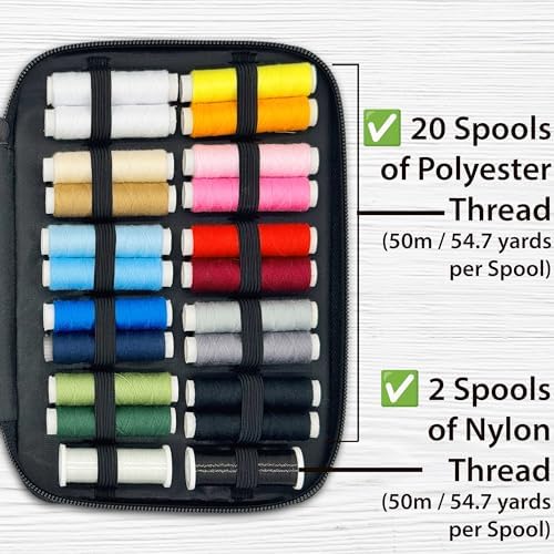 Vellostar Beginner Sewing Kit for Adults and Kids, 22 Threads, Travel Case - Image 4