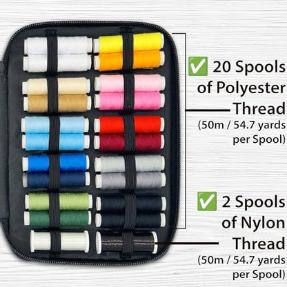Vellostar Beginner Sewing Kit for Adults and Kids, 22 Threads, Travel Case - Image 4