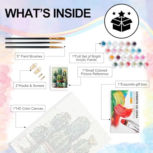 Yezavesu Cactus Framed Paint by Numbers Kit for Adults Beginner - Image 4
