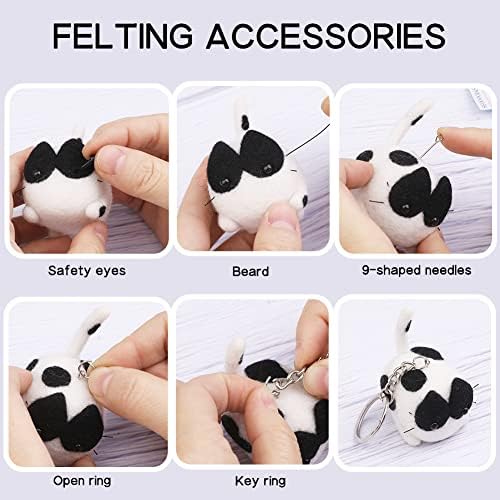 QMNNMA Needle Felting Kits for Beginners, Cow Cat Wool Felting Kit - Image 4