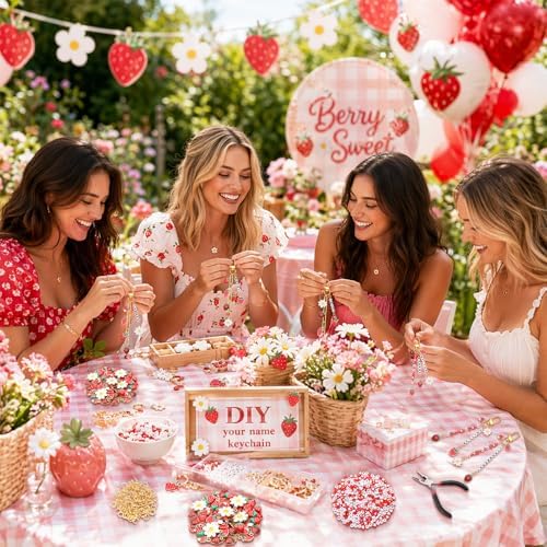 CraftyDream 558 Pcs Strawberry Charm Keychain Making Kit Christmas DIY Gift - Image 3
