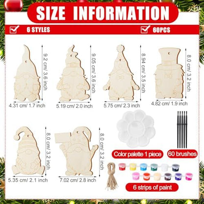 Gerrii 60 Sets Fall Wooden Gnome Ornament to Paint Autumn Crafts - Image 3