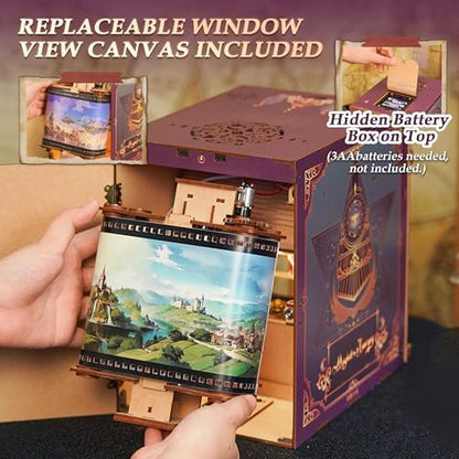 Tonecheer DIY Book Nook Kit for Adults, Miniature Infinity Train Cabin Magical Vintage Carriage Model, Wooden 3D Puzzle Dollhouse Booknook Decorative Bookend Gifts (Magical Journey) - Image 4