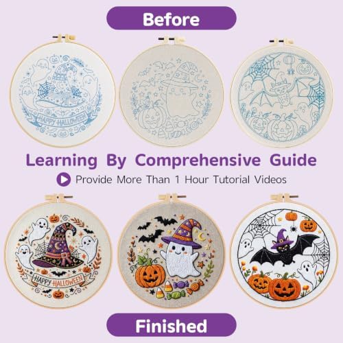 Halloween Embroidery Kit for Beginners with Pumpkin Ghost Patterns&Guide - Image 4