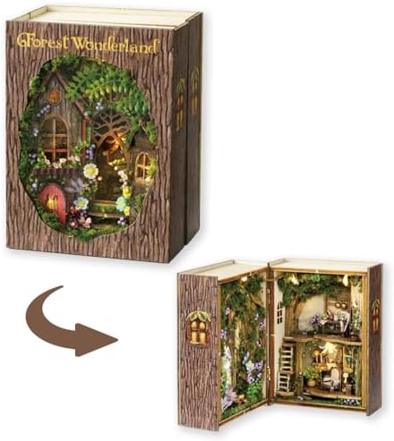 DIY Miniature House Kit with Furniture, Opened & Closed Mini Cube Dollhouse by TuKIIE