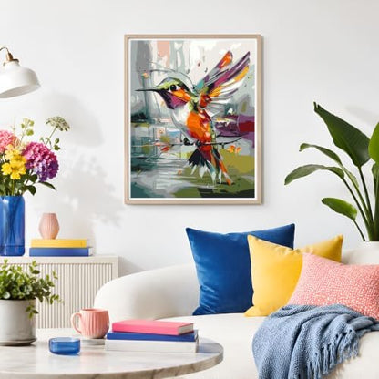 NXIKYO Hummingbird Paint by Numbers Kit for Adults Beginner, Abstract Adult Paint by Number Kits on Canvas, DIY Acrylic Oil Easy Painting by Numbers for Home Wall Decor 16 X 20 inch (Without Frame) - Image 6