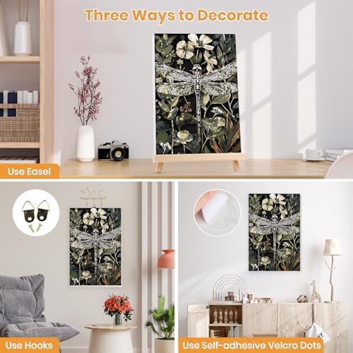 MXJSUA Dragonfly Paint by Numbers Kit with Frame for Adults, Easy Beginners Paint by Number on Canvas with Easel, Acrylic Number Painting Craft Gifts for Home Decor, 8x12 inch - Image 2