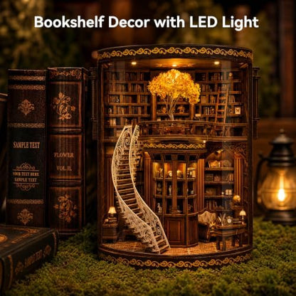 Book Nook Kit for Adults, 3D Wooden Puzzle DIY Miniature House LED Light - Image 5