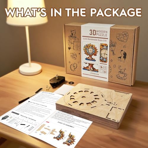 3D Wooden Puzzles for Adults-Tree of Life Clock Puzzle-Adult Craft - Image 6