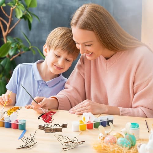 COCHIE DIY 3D Spring Butterfly Wood Crafts to Paint, Paintable Unfinished Wooden Slices for Craft, Butterflies Cutouts Ornaments for Painting Decorations (24 PCS) - Image 4