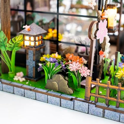 MAGQOO DIY Miniature Dollhouse Kit DIY Miniature House Kit Tiny Mini House Kits with Furniture 1:24 Scale 3D Puzzles(Spring Sakura) - Image 7