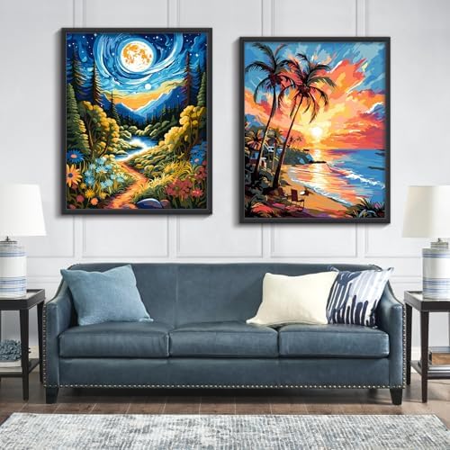 ZTOTZ Paint by Numbers Kit for Adults,Painting by Numbers Kit Landscape,Moon Landscape Paint by Numbers Adults on Canvas,Number Painting for Home Wall Decor 16x20Inch(Mountain) - Image 4