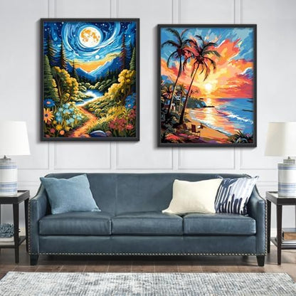 ZTOTZ Paint by Numbers Kit for Adults,Painting by Numbers Kit Landscape,Moon Landscape Paint by Numbers Adults on Canvas,Number Painting for Home Wall Decor 16x20Inch(Mountain) - Image 4